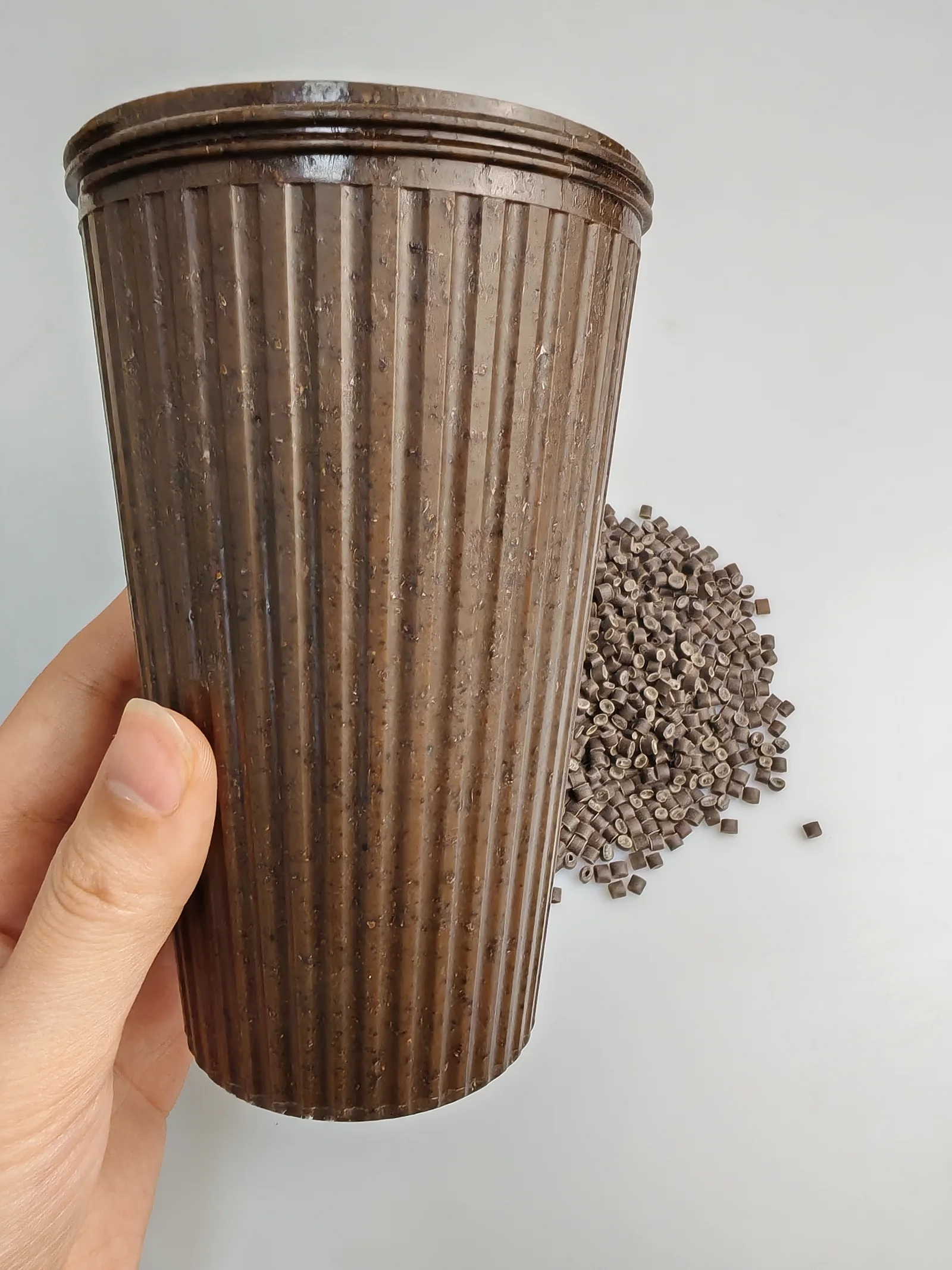 Coffee grounds composite ABS molded cup application