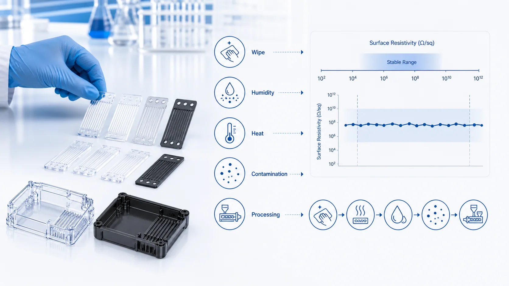 Technical process illustration for Long-Term Reliability Solution for Anti-Static Plastics