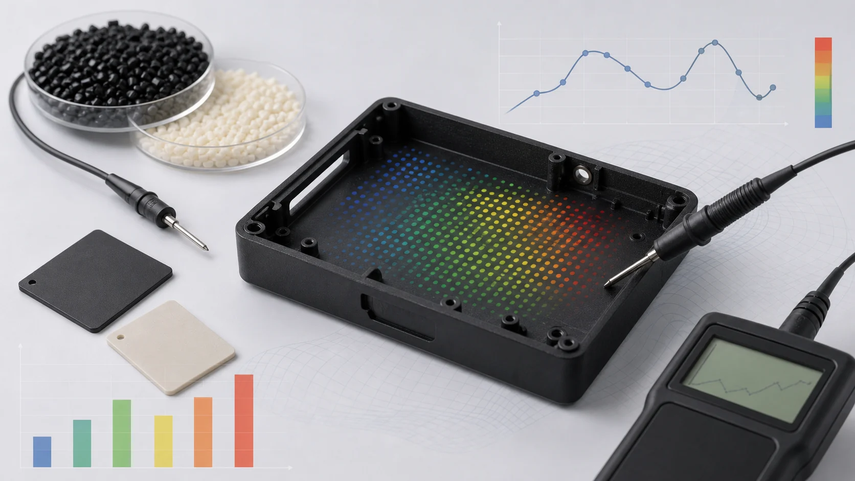 Conductive ABS molded housing resistance mapping and validation chart
