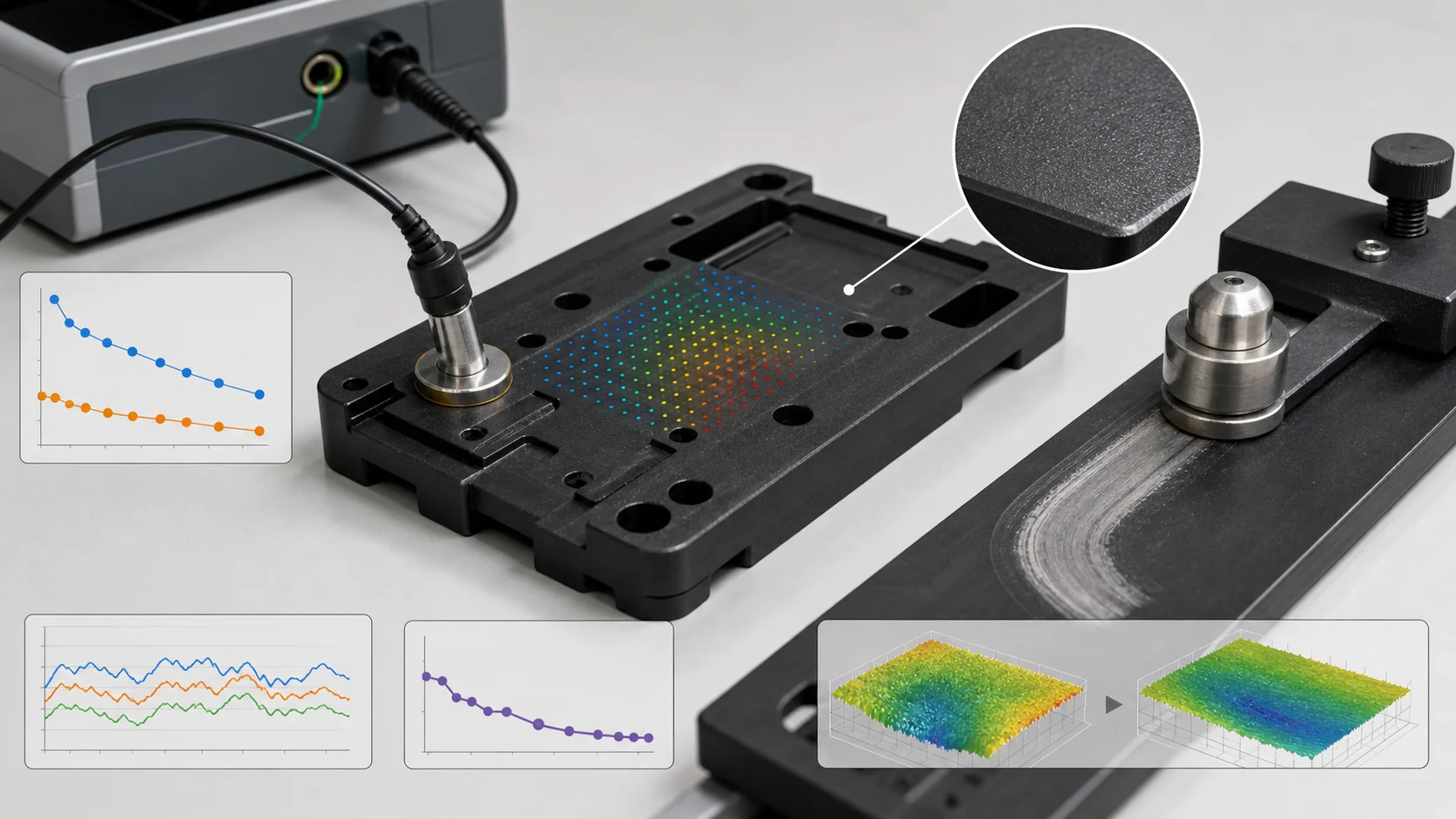 Graphite conductive ABS jig resistance and wear validation figure
